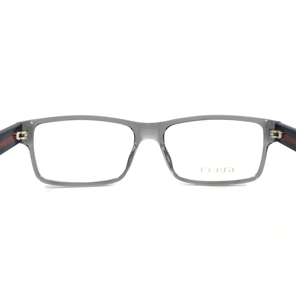 Gucci Eyeglasses Frames GG0752O 003 Gray Blue Red Rectangle Full Rim 56-16-150